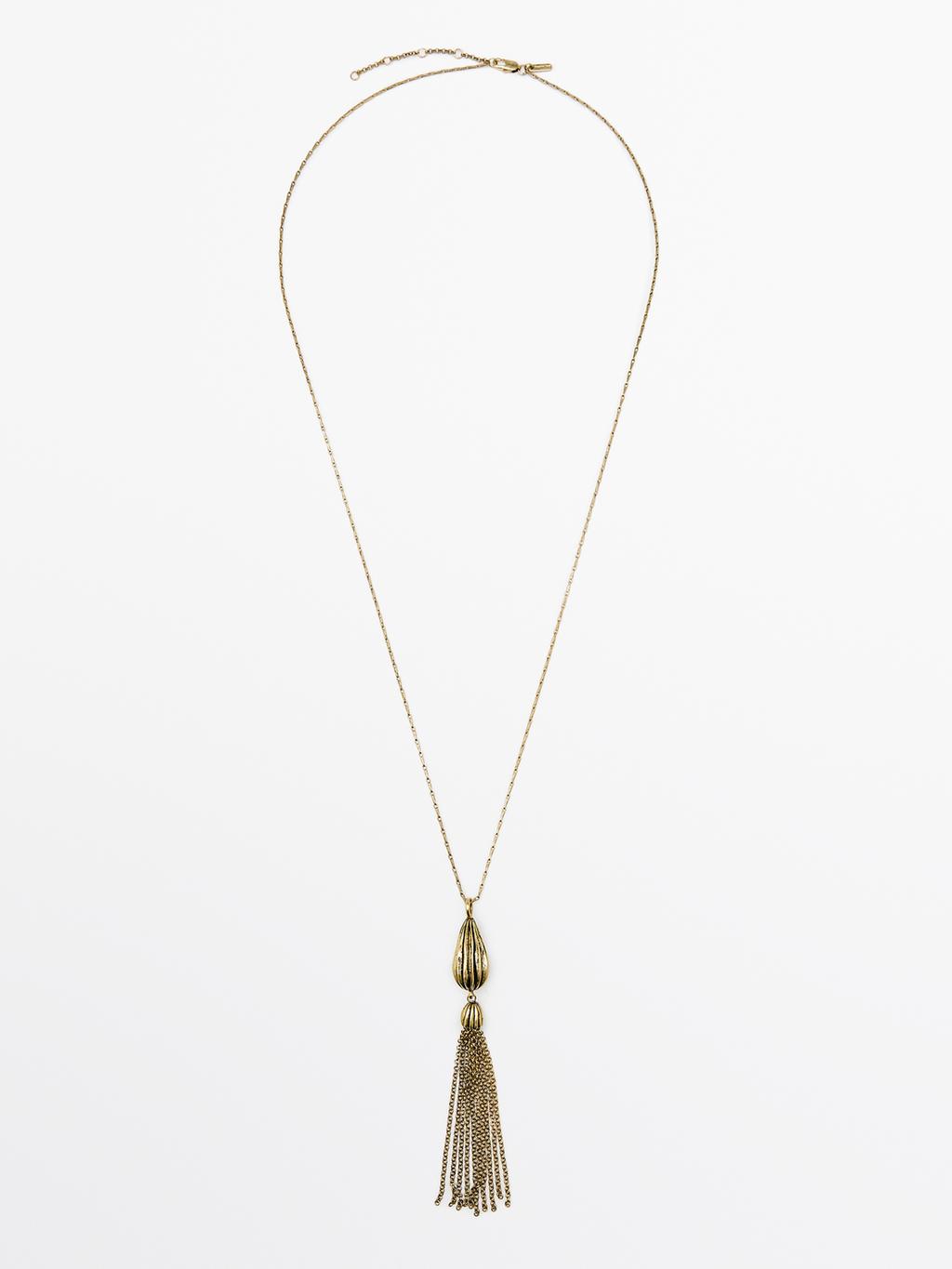 Long cocoa tassel pendant