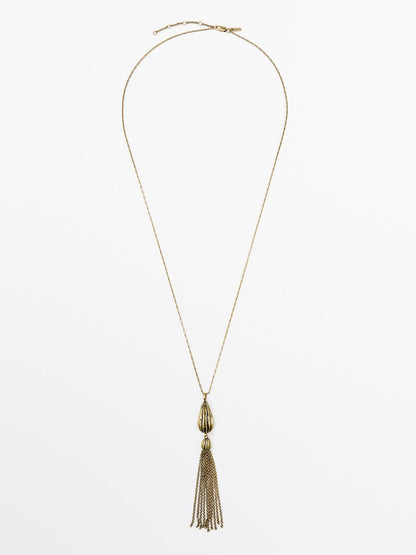 Long cocoa tassel pendant