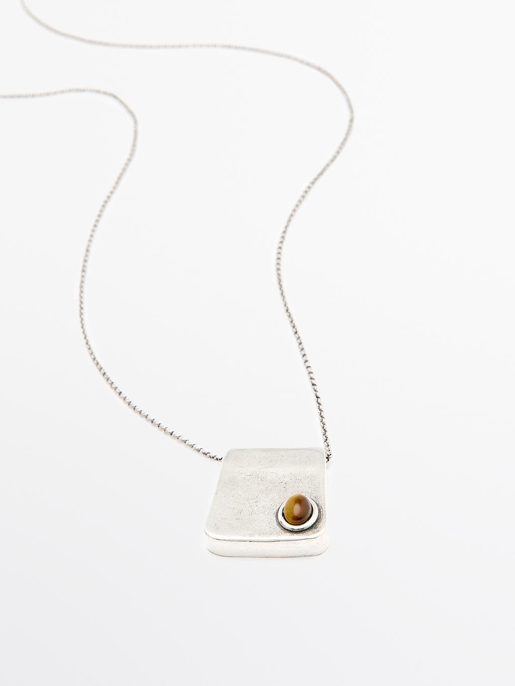 Square pendant with stone
