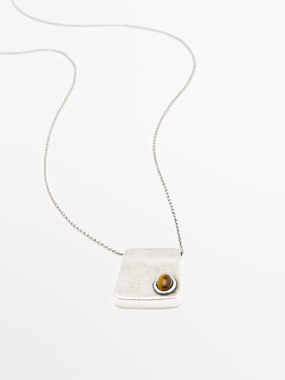 Square pendant with stone
