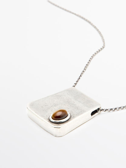 Square pendant with stone