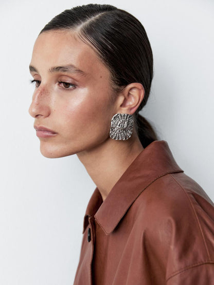 Textured medallion earrings