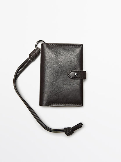 Nappa leather charm card holder