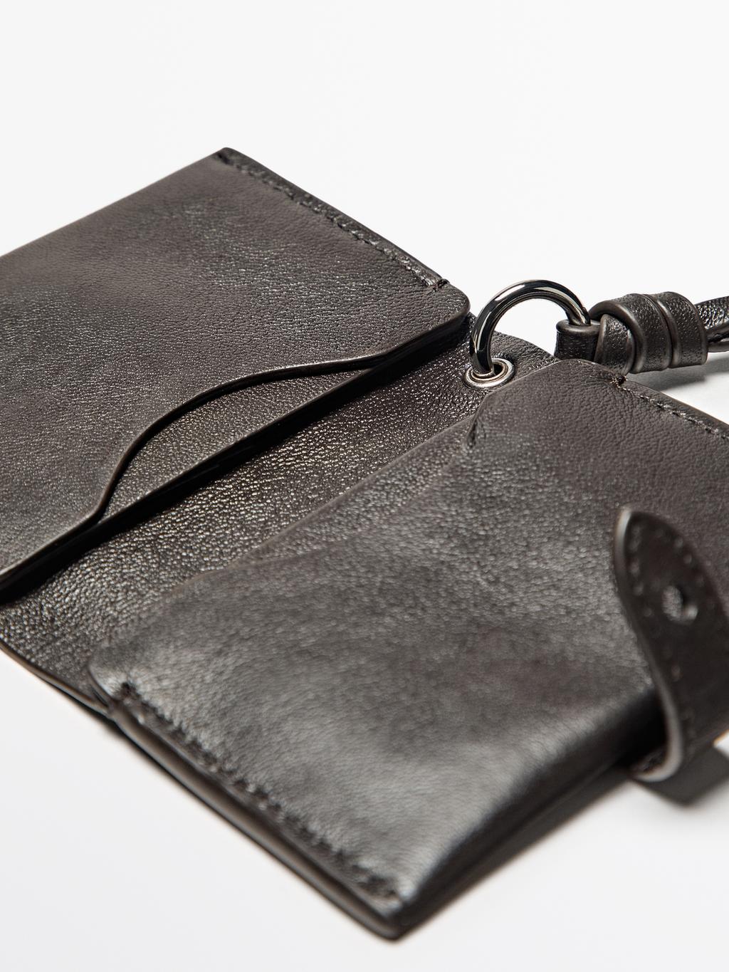 Nappa leather charm card holder