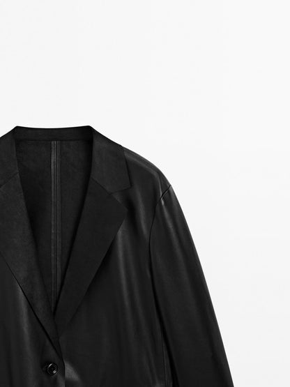 Flowing nappa leather blazer