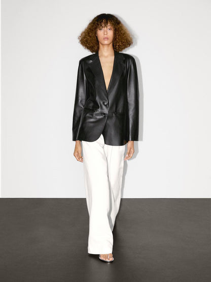 Flowing nappa leather blazer