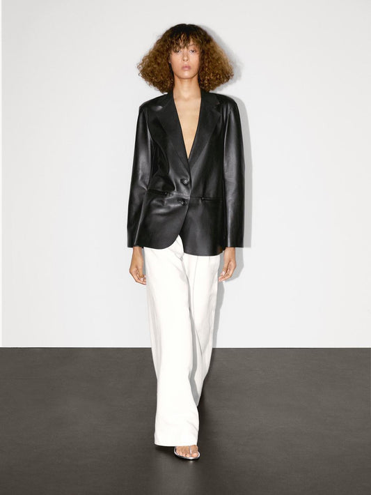 Flowing nappa leather blazer