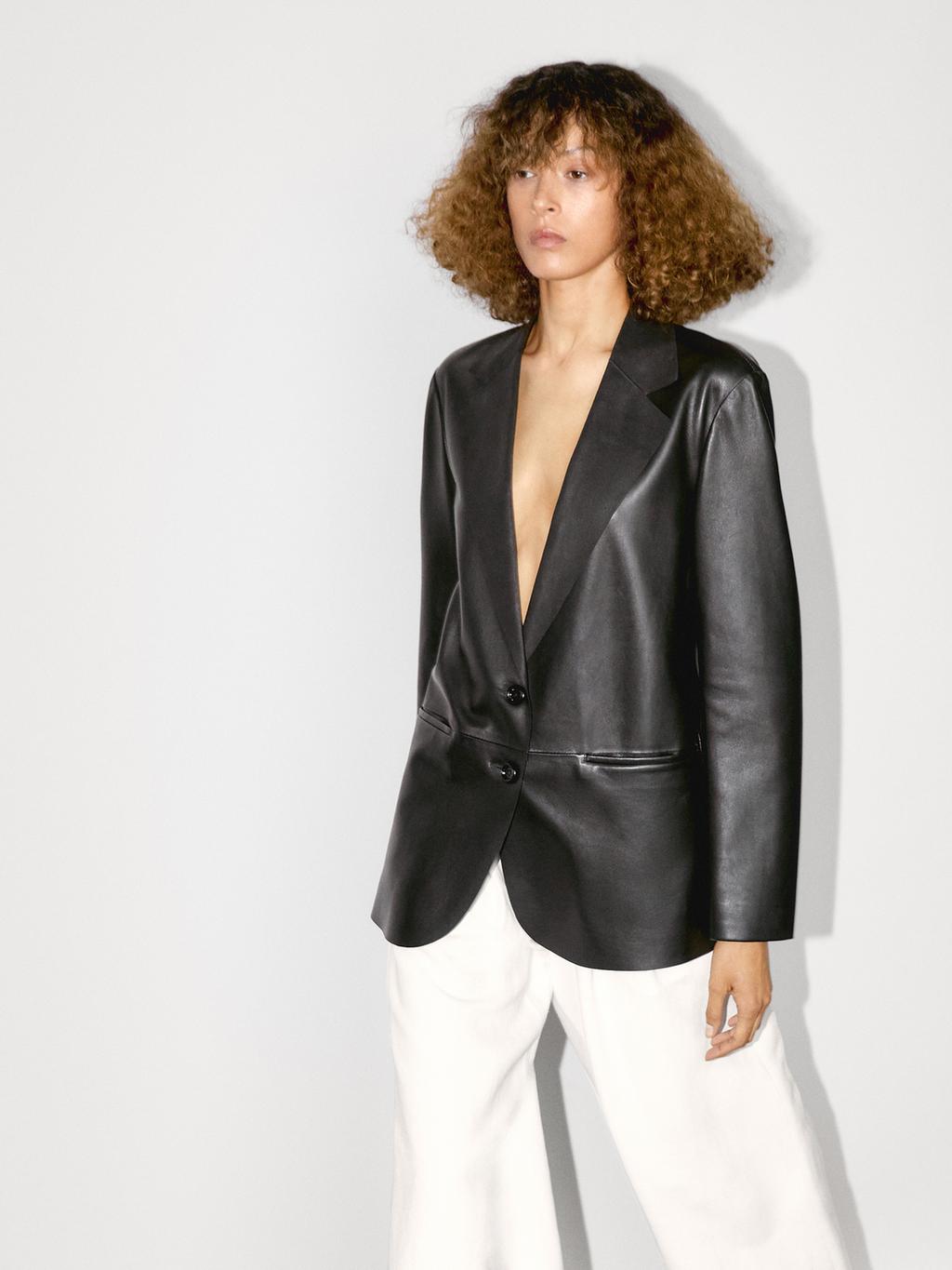 Flowing nappa leather blazer