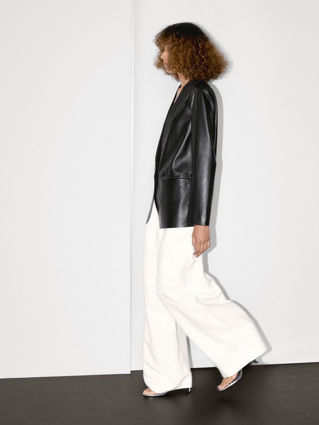 Flowing nappa leather blazer