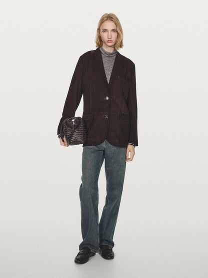 Suede leather blazer