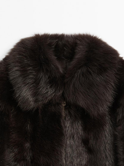 Short leather jacket with fur