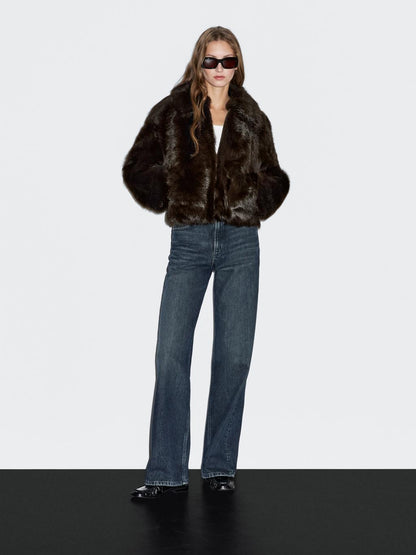Short leather jacket with fur