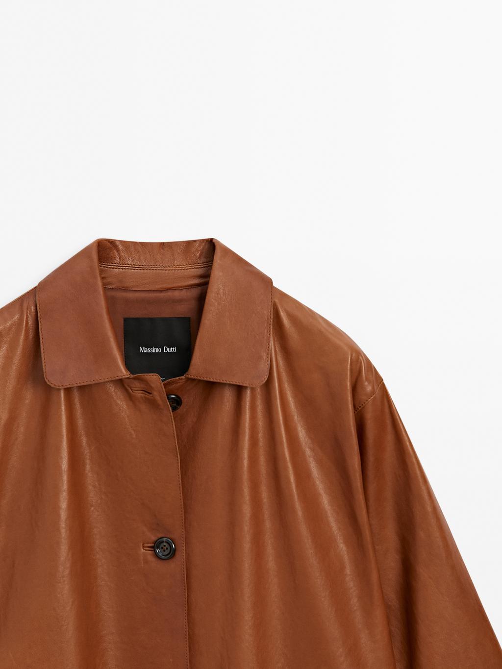 Long nappa leather coat