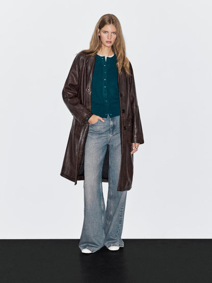 Long nappa leather coat