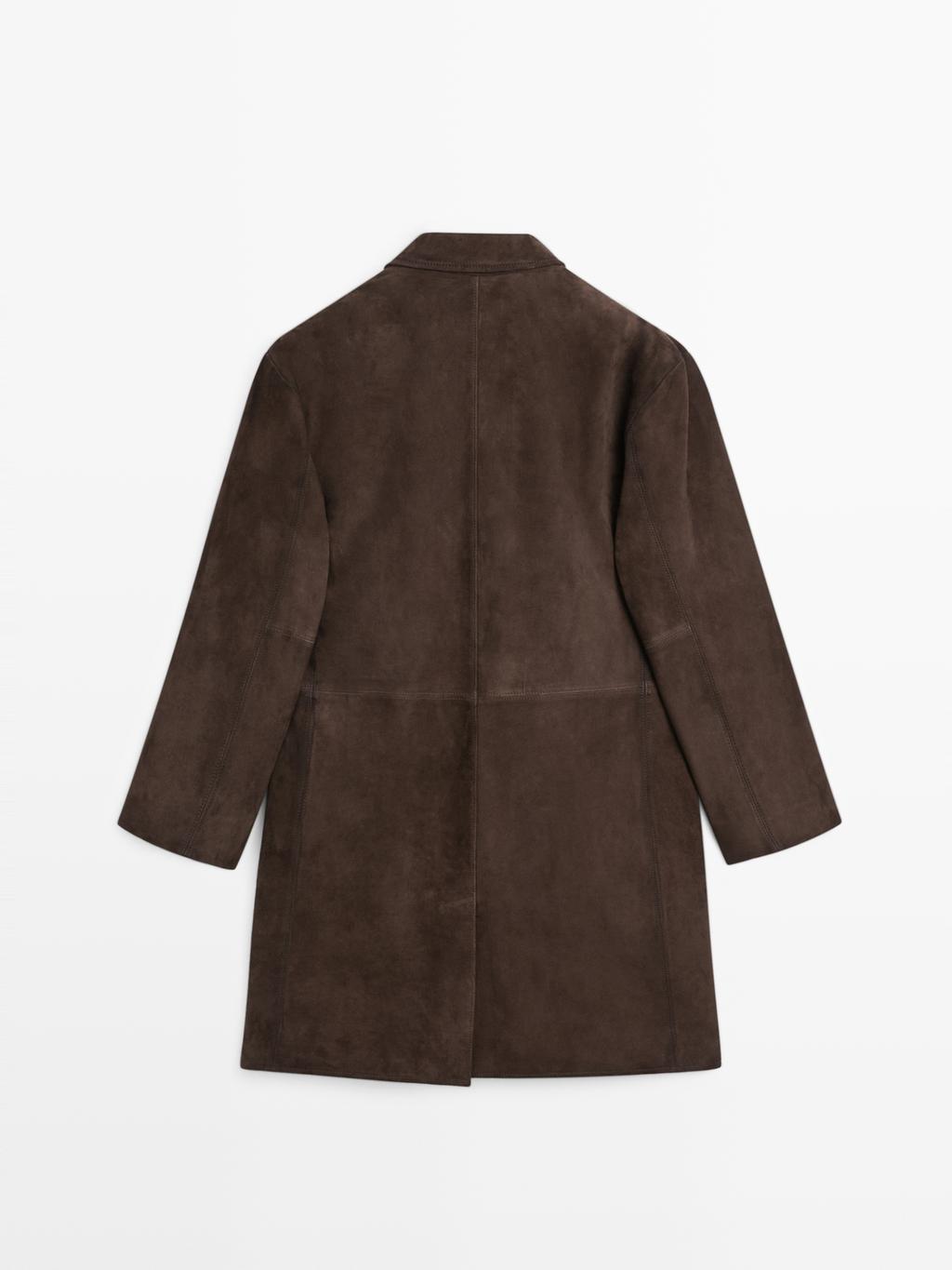 Long suede leather coat
