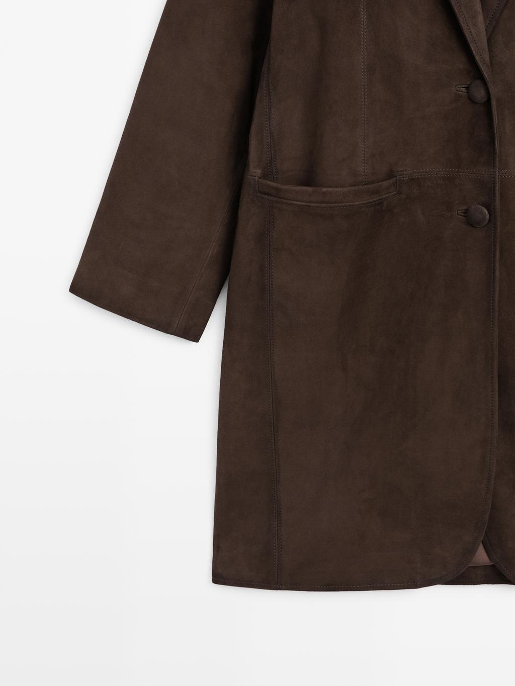Long suede leather coat
