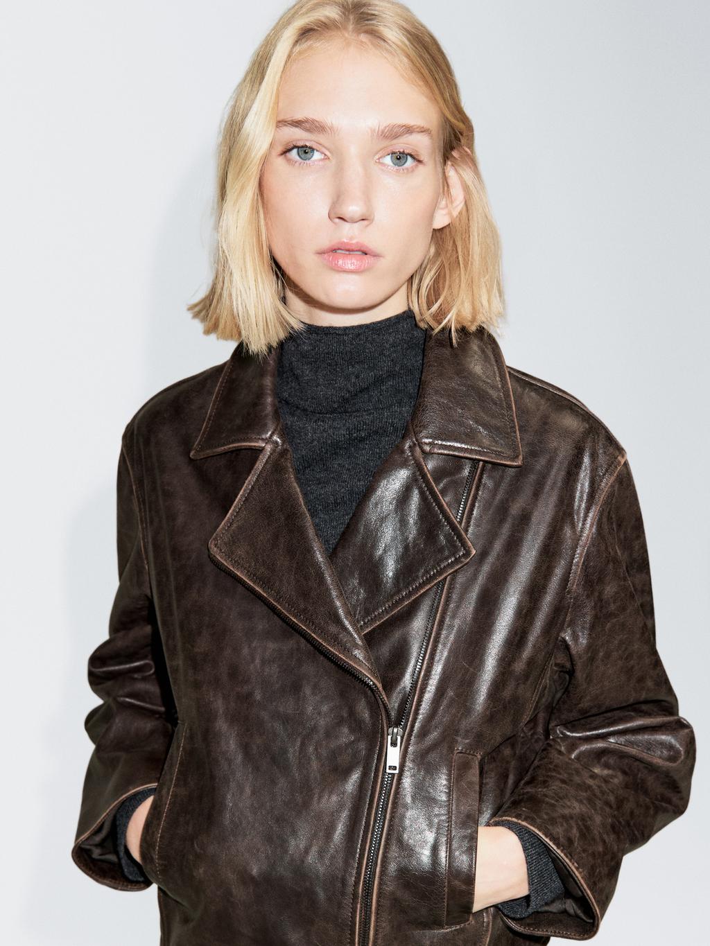 Nappa leather biker jacket
