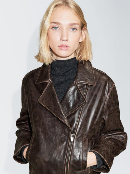Nappa leather biker jacket