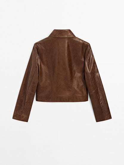 Short nappa leather jacket