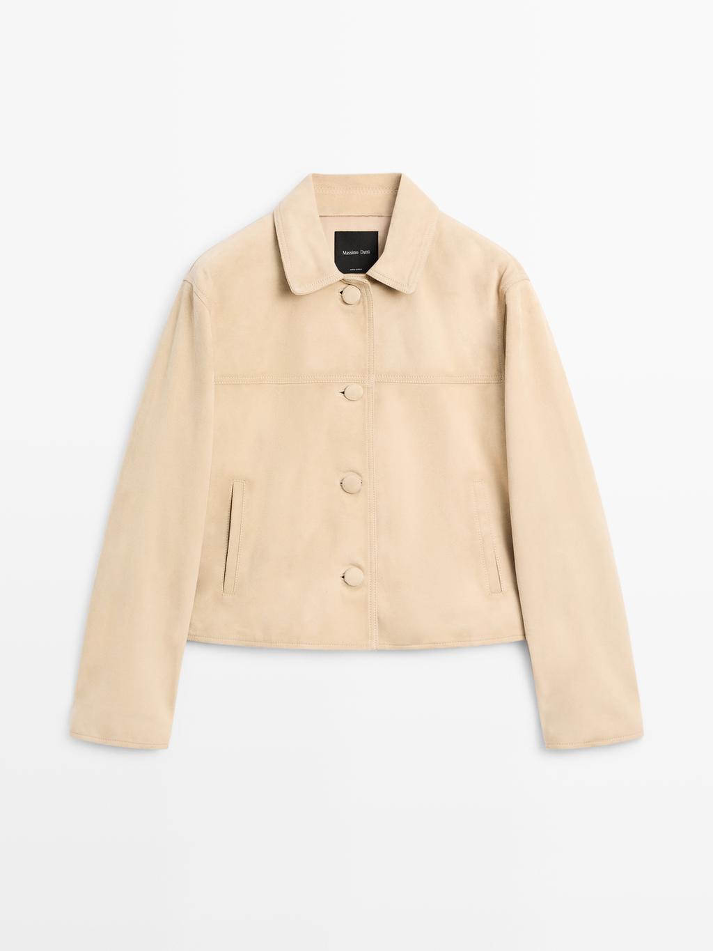 Short suede leather jacket