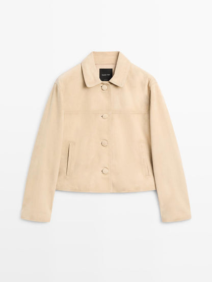 Short suede leather jacket