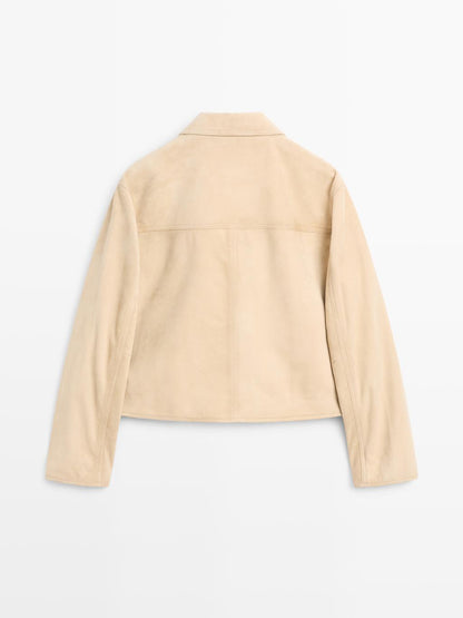 Short suede leather jacket