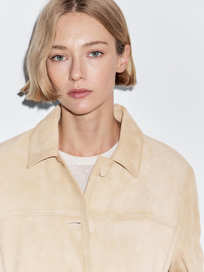 Short suede leather jacket