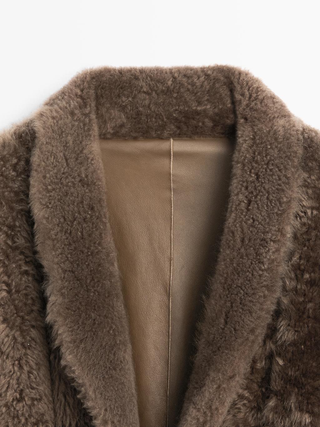 Long mouton coat with belt - LIMITED