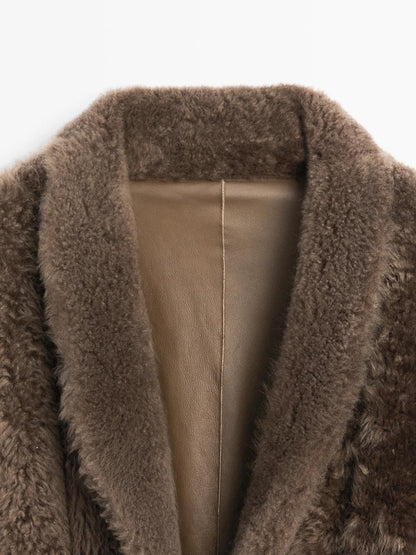 Long mouton coat with belt - LIMITED