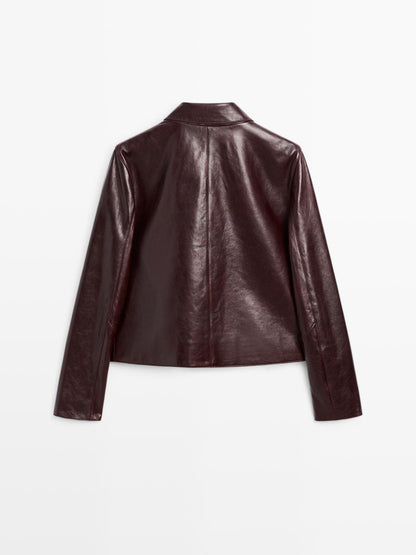 Cropped nappa leather jacket