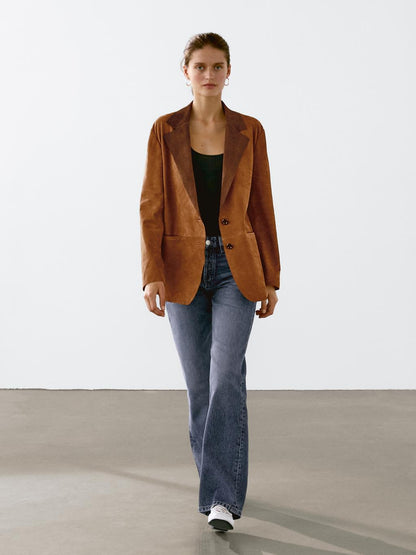 Flowing suede leather blazer