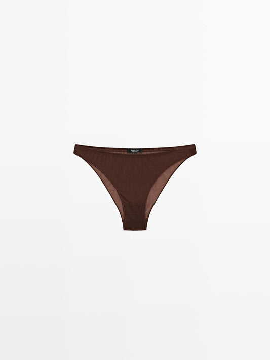 Semi-sheer briefs with metallic detail