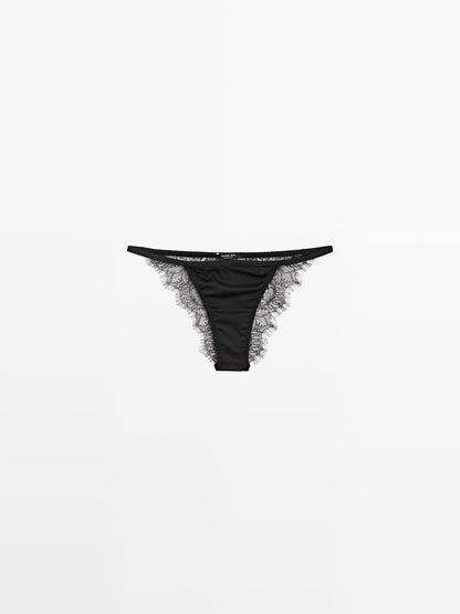 Silk blend briefs with lace detail
