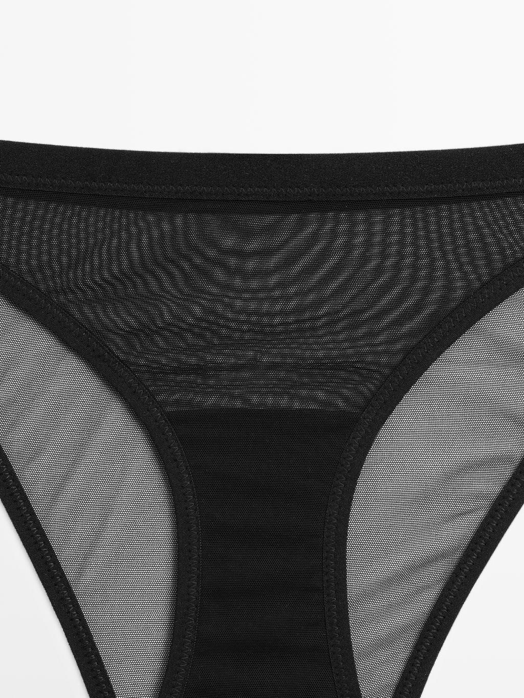 Semi-sheer mesh briefs