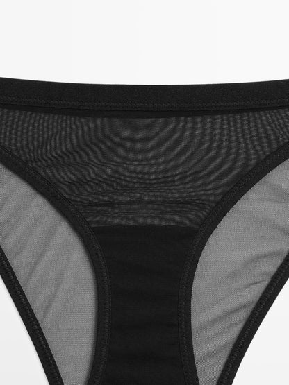 Semi-sheer mesh briefs