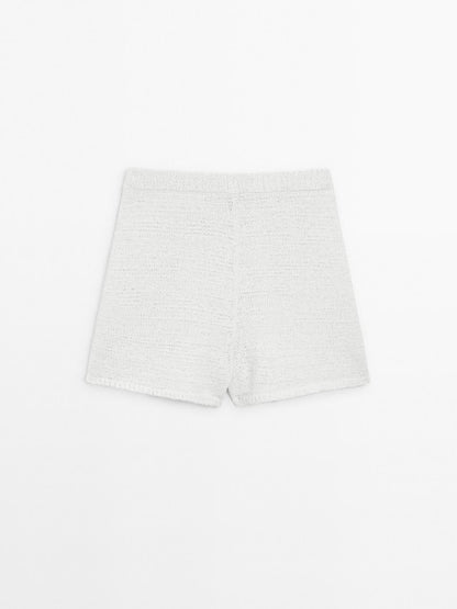 Cotton blend knit shorts