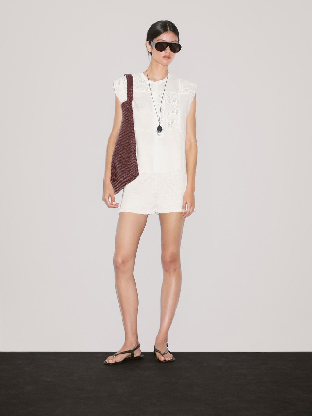 Cotton blend knit shorts