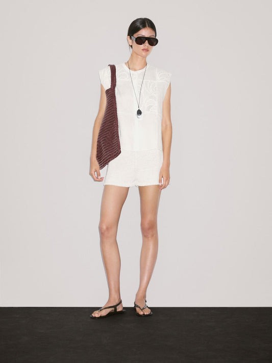 Cotton blend knit shorts