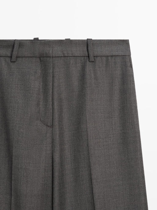 100% wool wide-leg suit trousers