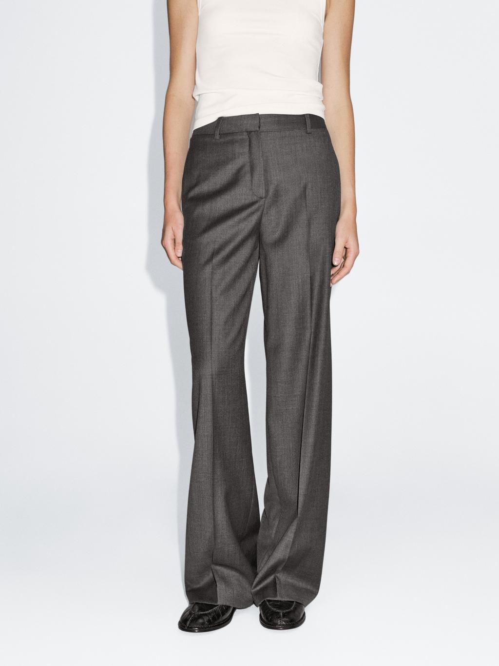 100% wool wide-leg suit trousers