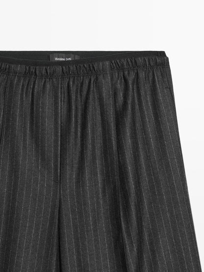 Darted pinstripe trousers