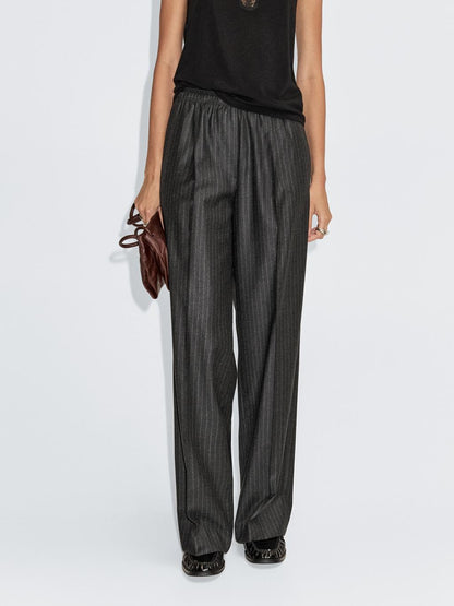 Darted pinstripe trousers