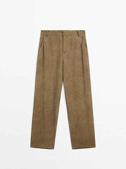 Flowing high-waist barrel fit trousers