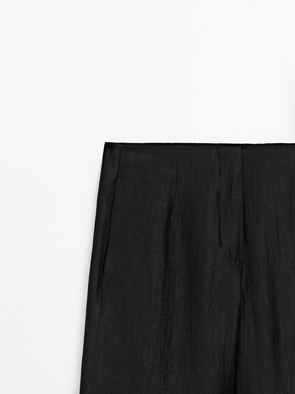 Linen blend palazzo trousers with darts