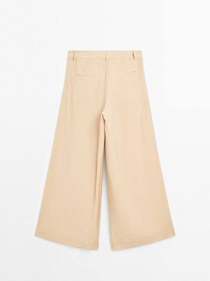 Darted palazzo trousers