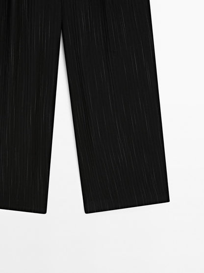 Darted trousers with stripe print detail