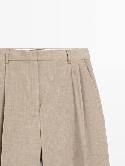 100% wool darted trousers