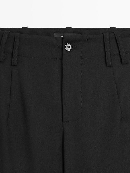 100% wool boyfriend fit trousers