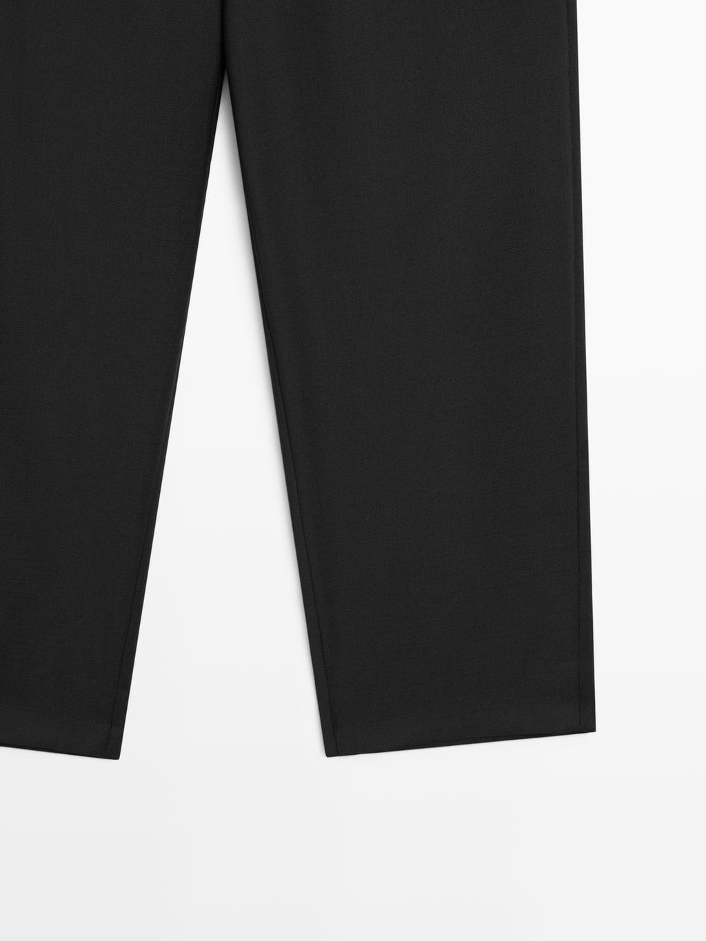 100% wool boyfriend fit trousers