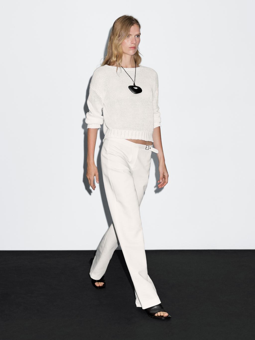 Straight-fit trousers with buckle detail